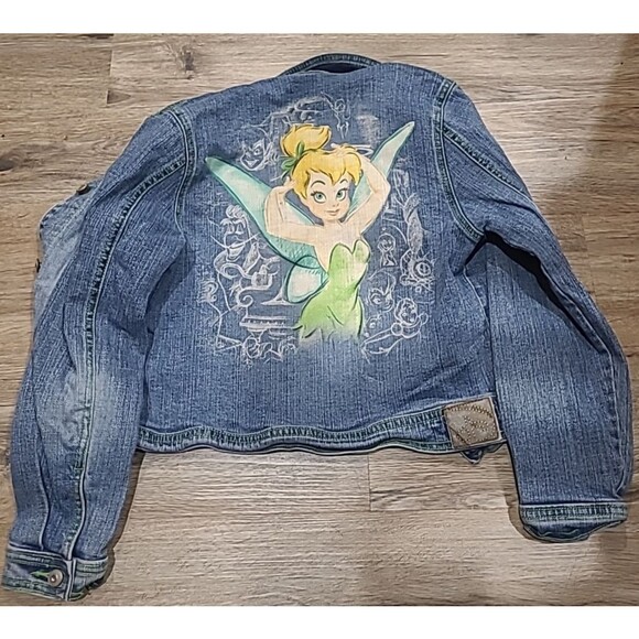 DISNEY STUDIO COLLECTION TINKERBELL BUTTON UP DENIM JACKET GIRLS LARGE 10/2 - Picture 1 of 5